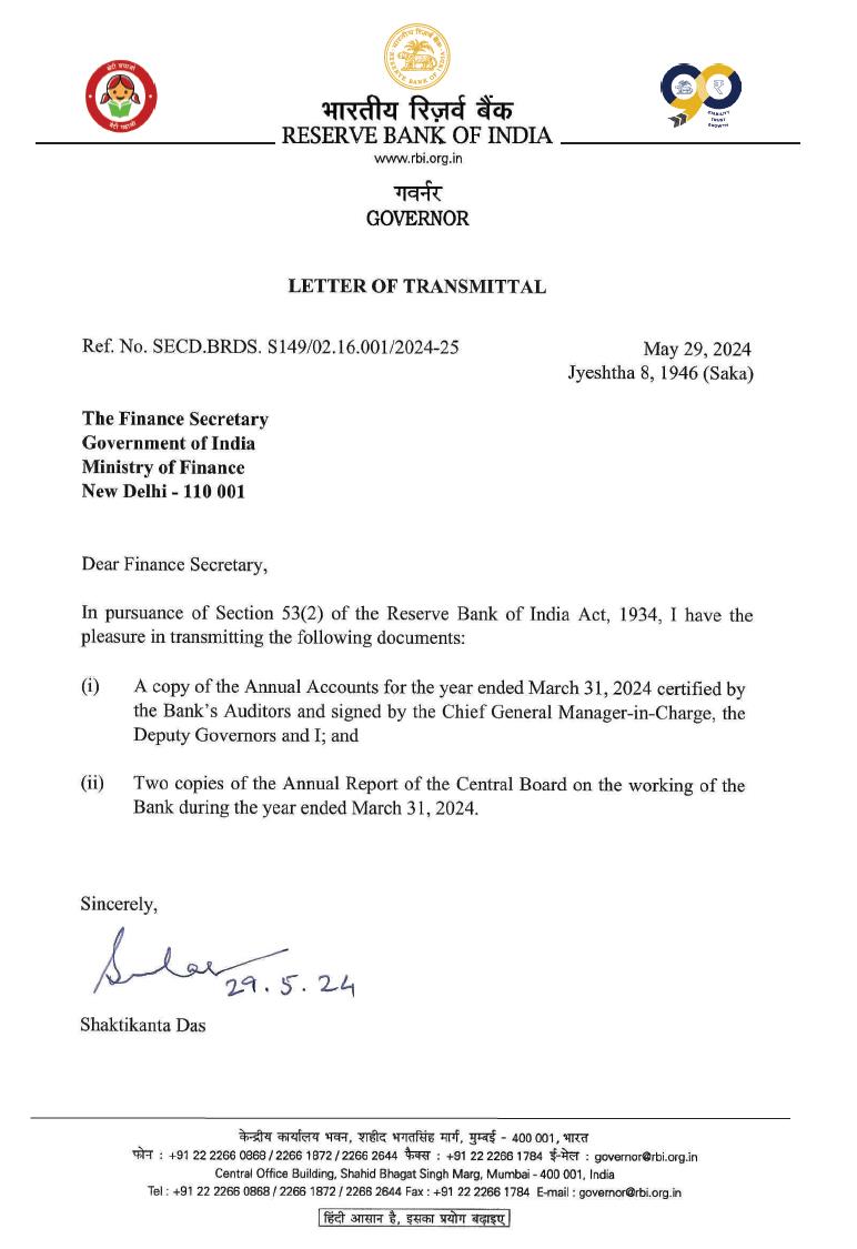Letter of transmittal