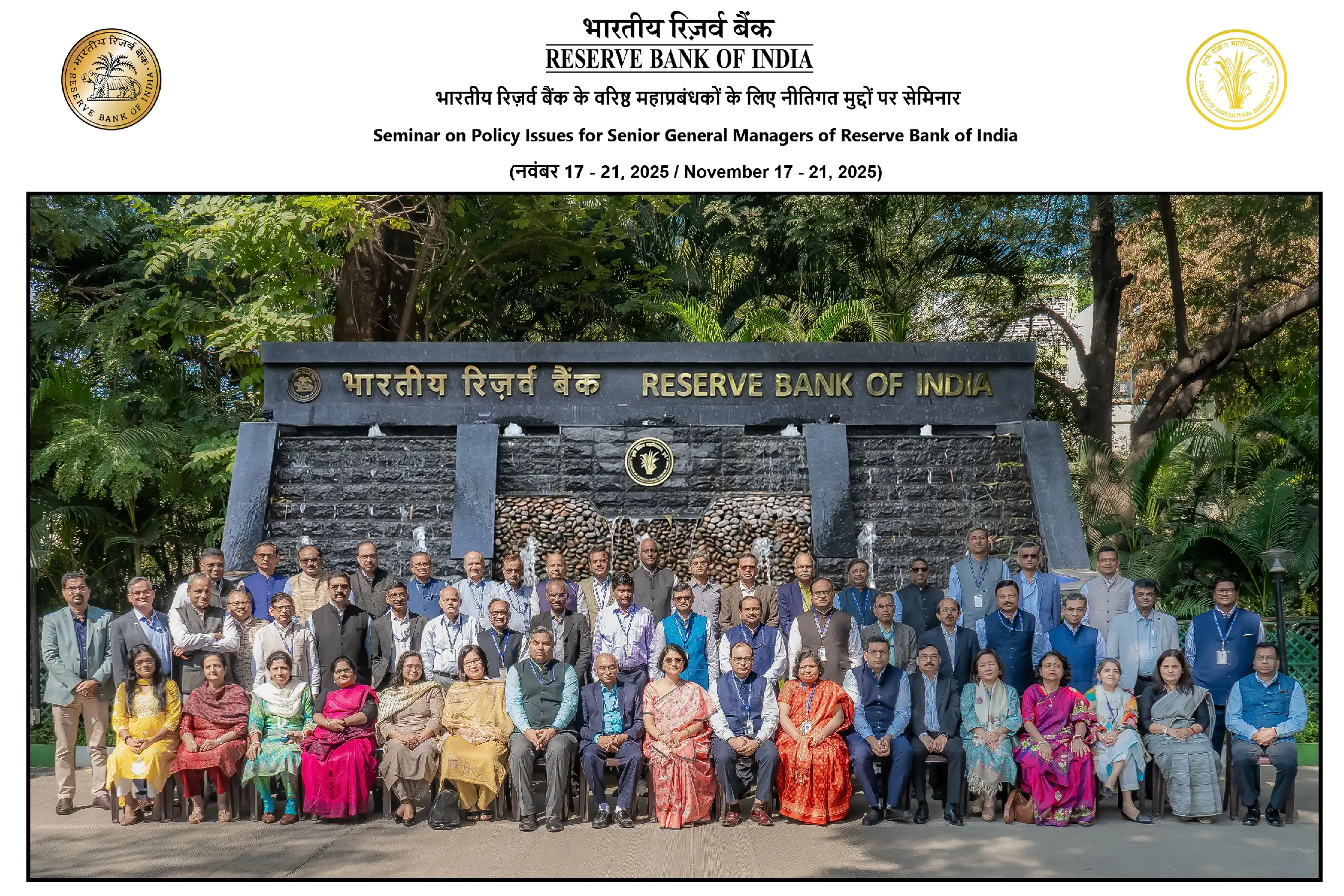 Seminar on Policy Issues for Senior General Managers of Reserve Bank of India, November 17-21, 2025