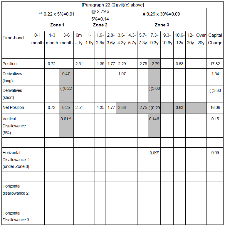Equation - Capital charge including the vertical and horizontal disallowances